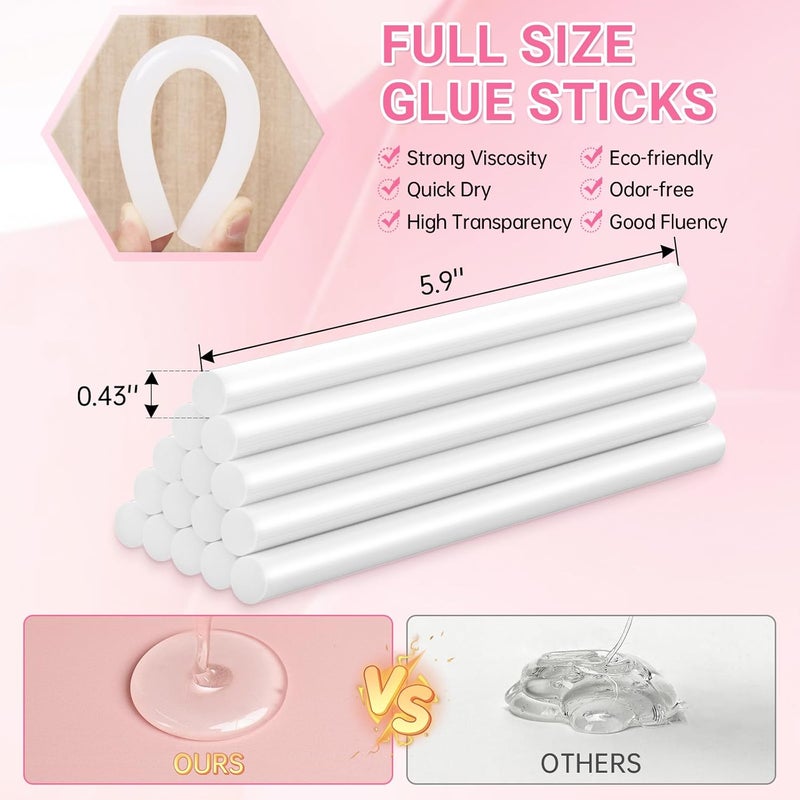 ThinkLearn Hot Glue Gun Full Size, 60/100W Dual Power Glue Gun with 15 Glue Sticks(7/16''), Heavy Duty Large Glue Gun Kit, Hot Glue Gun and Sticks Set for Crafts, Arts, DIY and Home Repairs - Image 4